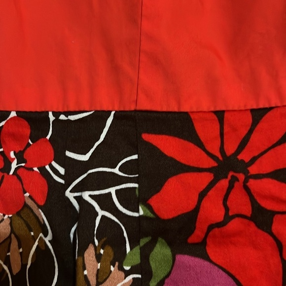 CATO Red Top w/Black/Pink/White Floral Skirt Sleeveless Sheath Dress, Sz 8,GUC. - Picture 5 of 8